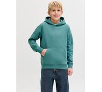 Kapuzensweatshirt JACK & JONES JUNIOR "JJESTAR JJ SWEAT HOOD NOOS JNR", Jungen, Gr. 128, mineral blau, angeraute Sweatware, Obermaterial: 70% Baumwolle, 30% Polyester, bedruckt, relaxed fit normal, Ru