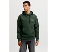 Kapuzensweatshirt JACK & JONES "JJECORP LOGO SWEAT HOOD NOOS", Herren, Gr. S, scarab detail:small print, angeraute Sweatware, Obermaterial: 70% Baumwolle, 30% Polyester, bedruckt, regular fit normal, 