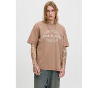 Jack & Jones Rundhalsshirt JJEDOVER PRINT TEE SS CREW NECK Herren L Braun (monks robe) 100% Baumwolle