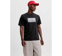 Rundhalsshirt JACK & JONES "JCOFUSION BOX PRINT TEE SS CN SN", Herren, Gr. L, schwarz, Jersey, Obermaterial: 100% Baumwolle, bedruckt, regular fit normal, Rundhals, Shirts Rundhalsshirt, Baumwolle, re