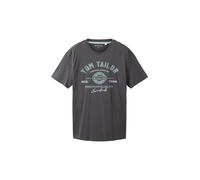TOM TAILOR Herren T-Shirt mit Logo-Print aus Baumwolle, Tarmac Grey, L
