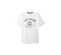 TOM TAILOR Herren T-Shirt mit Logo-Print aus Baumwolle, White, XL