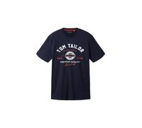Tom Tailor Herren T-Shirt mit Logo-Print aus Baumwolle Sky Captain Blue XXL