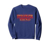 Logo von Stranger Things mit Distressed Flammenmotiv Sweatshirt, Unisex für Erwachsene, Marineblau, XXL