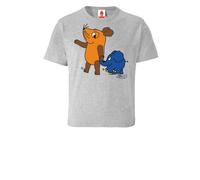 LOGOSH!RT LOGOSHIRT - Die Sendung mit der Maus - Maus & Elefant - Bio T-Shirt Print - Kinder - Jungen & Mädchen 140 Grau-meliert