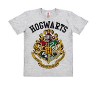 LOGOSH!RT LOGOSHIRT - Harry Potter - Hogwarts - Logo - Kinder - Bio T-Shirt Grau-meliert 164