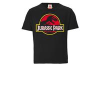 Logoshirt®️ Jurassic Park I T-Rex I Logo I Bio T-Shirt Print I Kinder I Mädchen & Jungen I kurzärmlig I schwarz I Lizenziertes Originaldesign I Größe 176