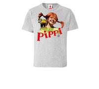 LOGOSH!RT LOGOSHIRT - Pippi Langstrumpf & Herr Nilsson - Bio T-Shirt - Kinder Grau-meliert 164