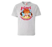 LOGOSH!RT LOGOSHIRT - Pippi Langstrumpf - Portrait - Bio T-Shirt - Kinder Grau-meliert 164