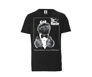 LOGOSH!RT Logoshirt® Sesamstrasse I Krümelmonster I Der Pate I The Monster I Organic T-Shirt Print Schwarz XS