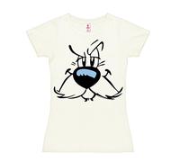 Logoshirt® Asterix & Obelix I Idefix I Gesicht I T-Shirt Print I Damen I kurzärmlig I altweiss I Lizenziertes Originaldesign I Größe L
