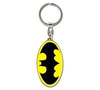 Logoshirt Batman Schlüsselanhänger aus verchromtem Metall - DC Comics Logo Schlüsselring/Keychain, ca. 6 x 3,5 cm, schwarz/gelb - Original lizenziertes Fan-Merchandise