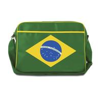 Schultertasche LOGOSHIRT "Brazil - ordem e progresso", Damen, Gr. B/H/T: 12,5cm x 30cm x 40cm, grün (grün, gelb), Lederimitat, bedruckt, mehrfarbig, Taschen Schultertasche, mit Ordem e progresso-Front