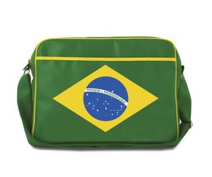 Logoshirt® Brasilien I Flagge I Umhängetasche I Schultertasche I Retro-Sporttasche I Kunstleder I Querformat I grün I Lizenziertes Originaldesign