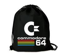 Logoshirt®️ Commodore 64 I C64 I Logo I Stoffbeutel I bedruckt I schwarz I AZO-free I stabiler Kordelzug I Lizenziertes Design