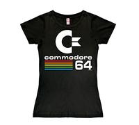 Logoshirt® Commodore 64 I C64 I Logo I T-Shirt Print I Damen I kurzärmlig I schwarz I Lizenziertes Originaldesign I Größe XS