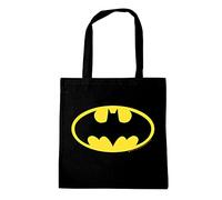 Logoshirt® DC Comics I Batman Logo I wiederverwendbare Tasche I Stofftasche I Baumwolltasche I bedruckt I 100% Baumwolle I mit langen Tragegriffen I schwarz I Lizenziertes Originaldesign