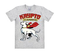 Logoshirt® DC Comics I Superman I Krypto der Superhund I T-Shirt Print I Damen & Herren I kurzärmlig I grau-meliert I Lizenziertes Originaldesign I Größe XXL