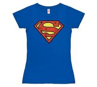 Logoshirt® DC Comics I Superman I Logo I T-Shirt Print I Damen I kurzärmlig I blau I Lizenziertes Originaldesign I Größe XS