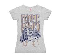 Logoshirt® DC Comics I Wonder Woman I Femme Power I T-Shirt Print I Damen I kurzärmlig I grau-meliert I Lizenziertes Originaldesign I Größe XS