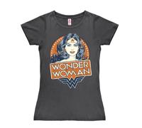 Logoshirt® DC Comics I Wonder Woman I Portrait I T-Shirt Print I Damen I kurzärmlig I dunkelgrau I Lizenziertes Originaldesign I Größe M