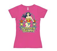 Logoshirt® DC Comics I Wonder Woman I Stars I T-Shirt Print I Damen I kurzärmlig I pink I Lizenziertes Originaldesign I Größe S