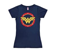 Logoshirt® DC Comics I Wonder Woman I Circle Logo I T-Shirt Print I Damen I kurzärmlig I dunkelblau I Lizenziertes Originaldesign I Größe L