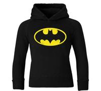 Logoshirt® DC I Batman I Logo I Kapuzen-Sweatshirt Print I Kinder I Mädchen & Jungen I schwarz I Lizenziertes Originaldesign I Größe 104