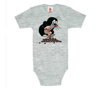 Body LOGOSHIRT, Jungen, Gr. 86/92, EURO-Größen, grau (grau, meliert), 100% Baumwolle, bedruckt, normal, Rundhals, Bodys Body, mit Der kleine Maulwurf-Aufdruck (13983856-86) grau, meliert