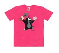Logoshirt®️ Der kleine Maulwurf I Juhu I Bio T-Shirt Print I Kinder I Mädchen & Jungen I kurzärmlig I pink I Lizenziertes Originaldesign I Größe 116