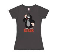 Logoshirt® Der kleine Maulwurf I Krtek I T-Shirt Print I Damen I kurzärmlig I grau I Lizenziertes Originaldesign I Größe L