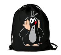 Logoshirt® Der kleine Maulwurf I Oh Oh I Stoffbeutel I bedruckt I schwarz I AZO-free I stabiler Kordelzug I Lizenziertes Design