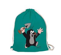 Logoshirt® Der kleine Maulwurf I Pauli I Juhu I Turnbeutel I Stoffbeutel I Stoffrucksack I Bedruckt I smaragdgrün I AZO-Free I Stabiler Kordelzug I Lizenziertes Design
