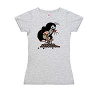 T-Shirt LOGOSHIRT "Der kleine Maulwurf", Damen, Gr. M, grau (grau, meliert), 95% Baumwolle, 5% Viskose, bedruckt, meliert, casual, normal, Rundhals, Kurzarm, Shirts, mit lizenziertem Originaldesign (8