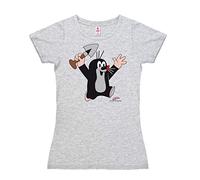 Logoshirt® TV I Der kleine Maulwurf I Juhu I T-Shirt Print I Damen I kurzärmlig I grau-meliert | Lizenziertes Originaldesign | Größe XS