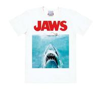 Logoshirt® Der Weisse Hai I Jaws I T-Shirt Print I Damen & Herren I kurzärmlig I Weiss I Lizenziertes Originaldesign I Größe S