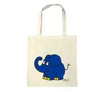 Logoshirt® Die Sendung mit der Maus Baumwolltasche 38x42 cm | blauer-Elefant-Motiv, lizenziertes Originaldesign, bedruckt, lange Henkel, ideal für Alltag und Einkauf