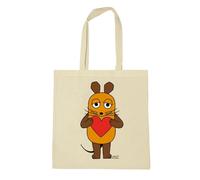 Logoshirt® Die Sendung mit der Maus Baumwolltasche 38x42 cm | Offiziell lizenziertes Maus-mit-Herz-Motiv, bedruckt, lange Henkel, ideal für Alltag und Einkauf, für Maus-Fans