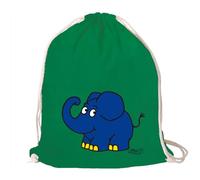 Logoshirt® Die Sendung mit der Maus I Elefant I Happy I Stoffbeutel I bedruckt I grün I AZO-free I stabiler Kordelzug I Lizenziertes Design