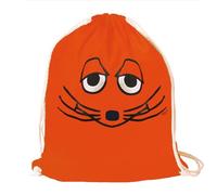 Logoshirt® Die Sendung mit der Maus I Maus I Gesicht I Stoffbeutel I bedruckt I AZO-free I stabiler Kordelzug I orange I Lizenziertes Design