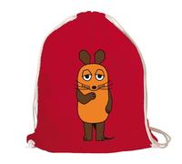 Logoshirt® Die Sendung mit der Maus I Maus I Turnbeutel I Stoffbeutel I Stoffrucksack I Bedruckt I klassischrot I AZO-Free I Stabiler Kordelzug I Lizenziertes Design