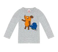 Logoshirt®️ Die Sendung mit der Maus I Maus & Elefant I Bio T-Shirt Print I Kinder I Mädchen & Jungen I kurzärmlig I grau I Lizenziertes Originaldesign I Größe 104