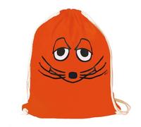 Logoshirt® Die Sendung mit der Maus Stoffbeutel Kordelzug orange | Offiziell lizenziertes Maus-Gesicht-Motiv, Turnbeutel Baumwolle, bedruckt, bunt , AZO-free, ideal für Sport und Freizeit