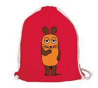 Logoshirt® Die Sendung mit der Maus Stoffbeutel Kordelzug rot (010) | Offiziell lizenziertes Maus-Motiv, Turnbeutel Baumwolle, bedruckt, bunt, AZO-free, 37x46 cm, ideal für Sport und Freizeit