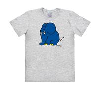 Logoshirt® TV I Die Sendung mit der Maus I Elefant I T-Shirt Print I Damen & Herren I kurzärmlig I grau-meliert I Lizenziertes Originaldesign I Größe S