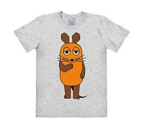 Logoshirt® TV I Die Sendung mit der Maus I Maus I T-Shirt Print I Damen & Herren I kurzärmlig I grau-meliert I Lizenziertes Originaldesign I Größe XL