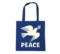 Logoshirt® Friedenstaube I Peace I Wiederverwendbare Tasche I Stofftasche I Baumwolltasche I Bedruckt I 100% Baumwolle I mit Langen Tragegriffen I blau I Lizenziertes Originaldesign