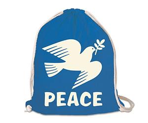 Logoshirt® Friedenstaube Peace Stoffbeutel Kordelzug | Weisse Taube als Friedenssymbol, zeitloses Design, Turnbeutel Baumwolle, AZO-free, perfekte Statement-Tasche, ideal für Sport