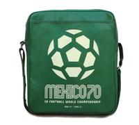 Schultertasche LOGOSHIRT "Mexico 70 Fußball-Weltmeisterschaft", Damen, Gr. B/H/T: 12cm x 38cm x 32cm, grün (grün, weiß), Kunstfaser, bedruckt, mehrfarbig, Taschen Schultertasche, mit tollem Frontdruck