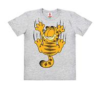 Logoshirt®️ Garfield I Kater Garfield I Bio T-Shirt Print I Kinder I Mädchen & Jungen I kurzärmlig I grau-meliert | Lizenziertes Originaldesign | Größe 128